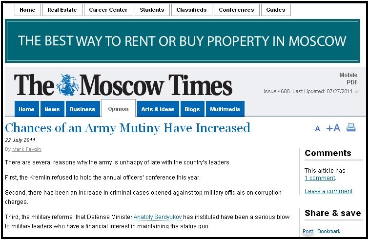 The Moscow Times: Κίνδυνος στρατιωτικής ανταρσίας στη Ρωσία ...